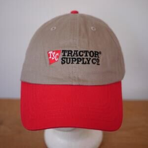 NEW Tractor Supply TSC Embroidered Cotton Khaki Red Cap Hat One Size Adjust